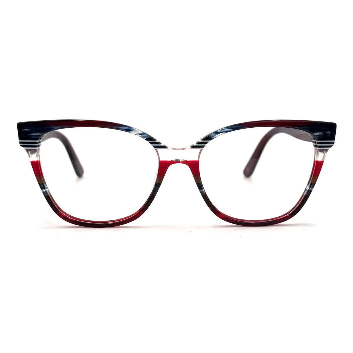 MiGAFAS EO3247 Red cat-eye acetate prescription eyeglasses, front view