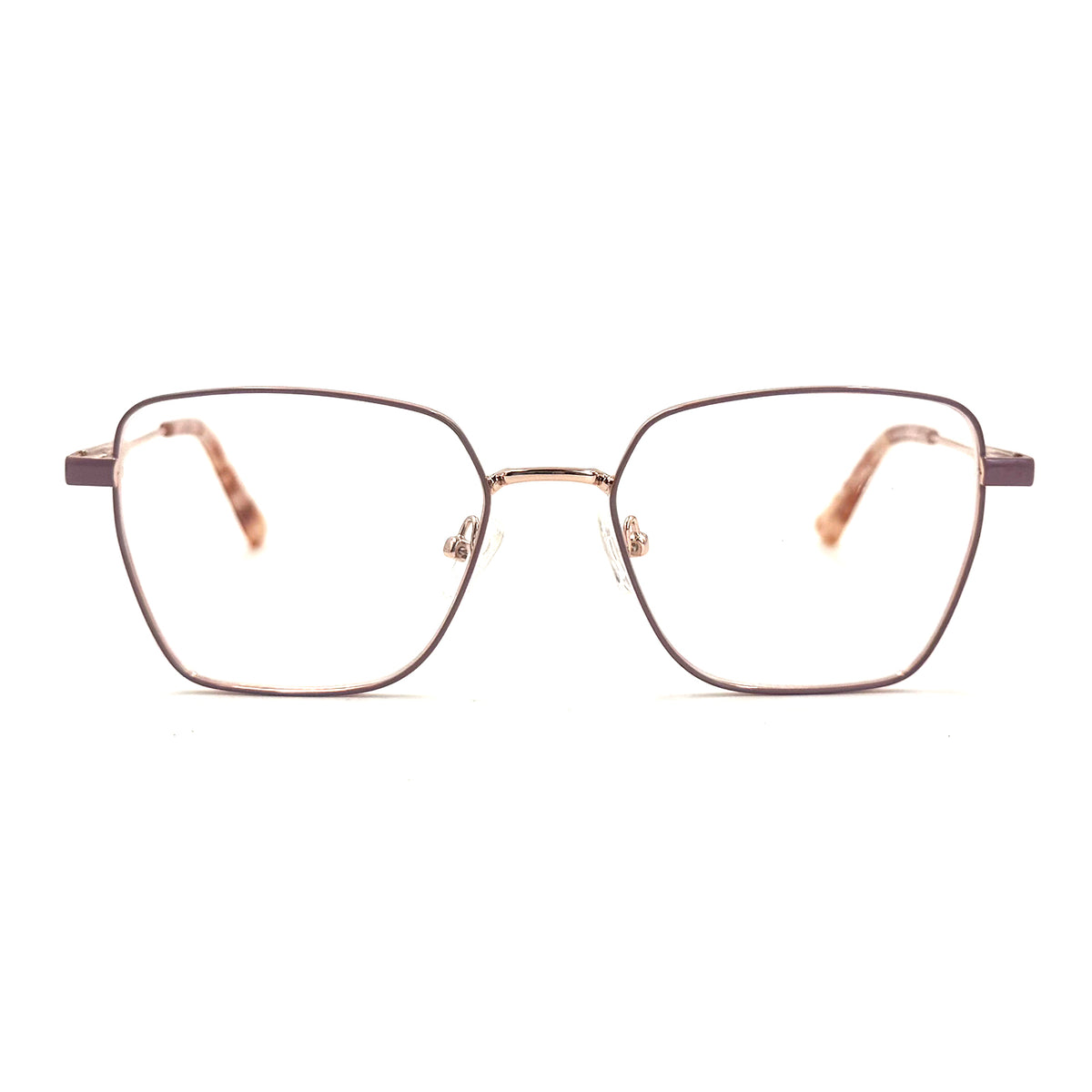 MiGAFAS XK4715 Rose Gold metal geometric butterfly eyeglasses front view