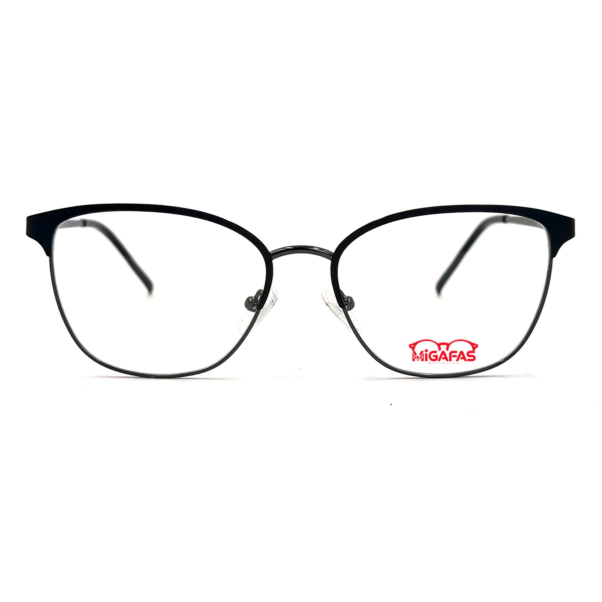 MiGAFAS K4136 browline stainless steel prescription eyeglasses, front view