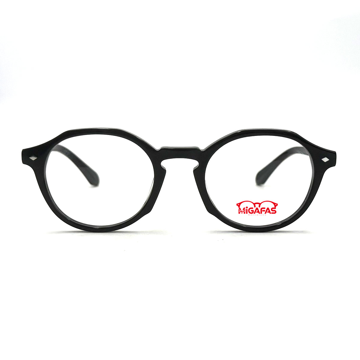 MiGAFAS CRM5150 black geometric acetate eyeglasses, front view