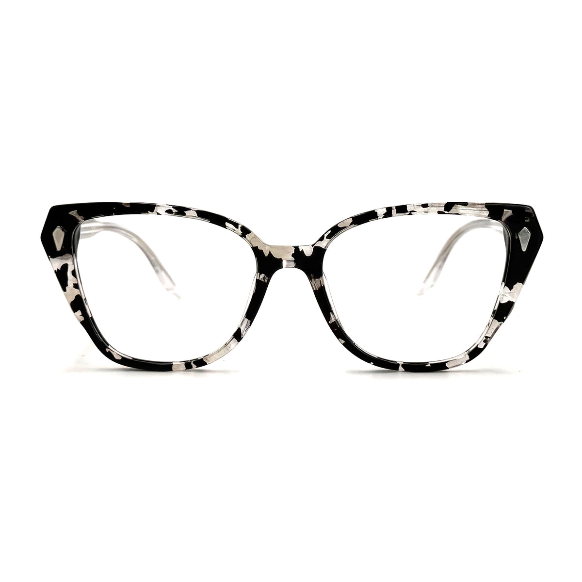 MiGAFAS F6816 Transparent Havana acetate cat-eye eyeglasses front view