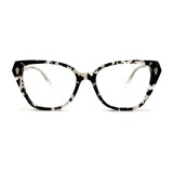 MiGAFAS F6816 Transparent Havana acetate cat-eye eyeglasses front view