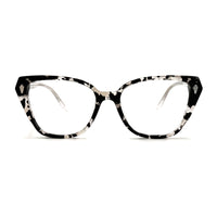 MiGAFAS F6816 Transparent Havana acetate cat-eye eyeglasses front view