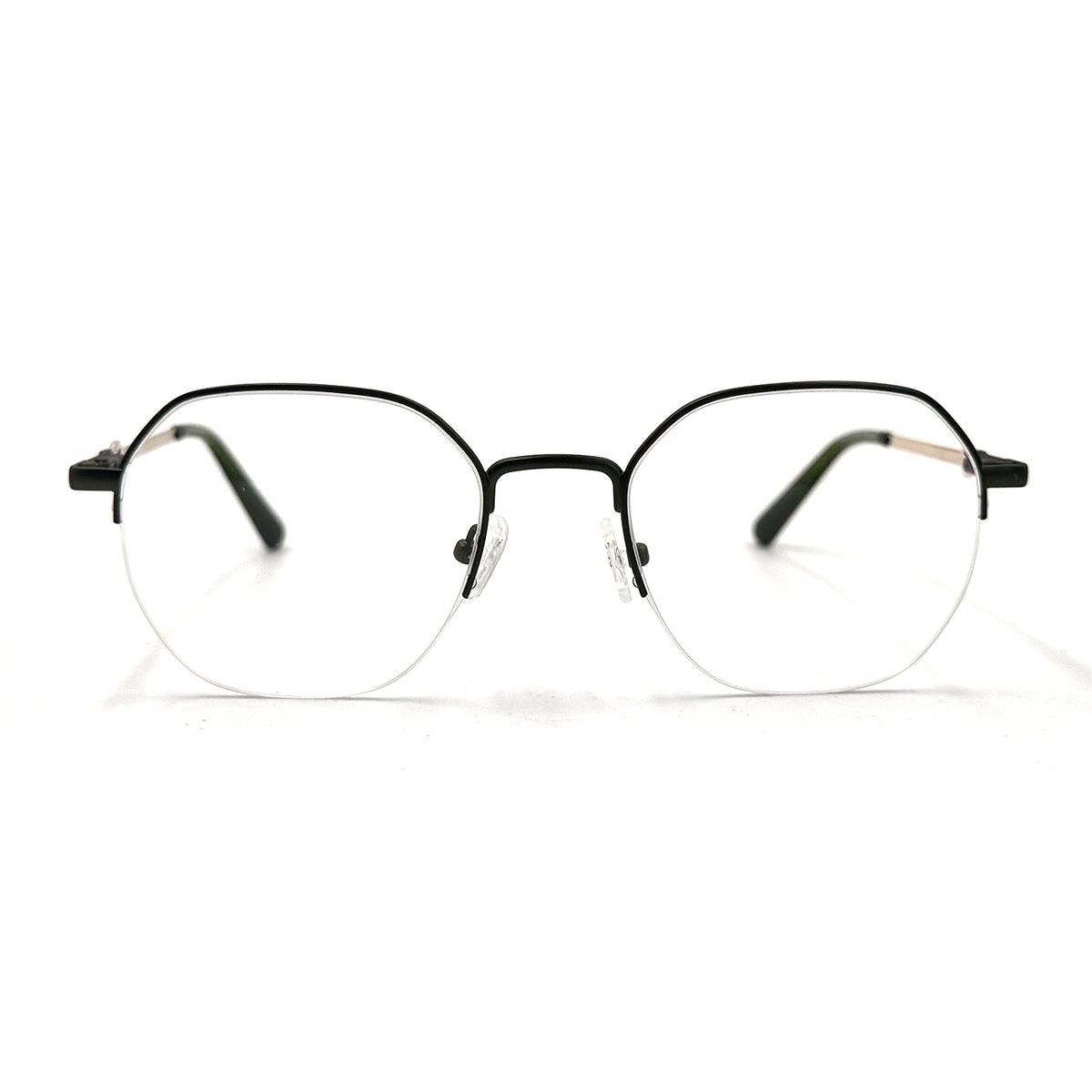 MiGAFAS XK4767 Green metal geometric round eyeglasses front view