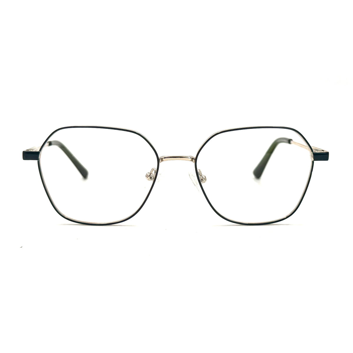 MiGAFAS XK4713 Green metal geometric butterfly eyeglasses front view