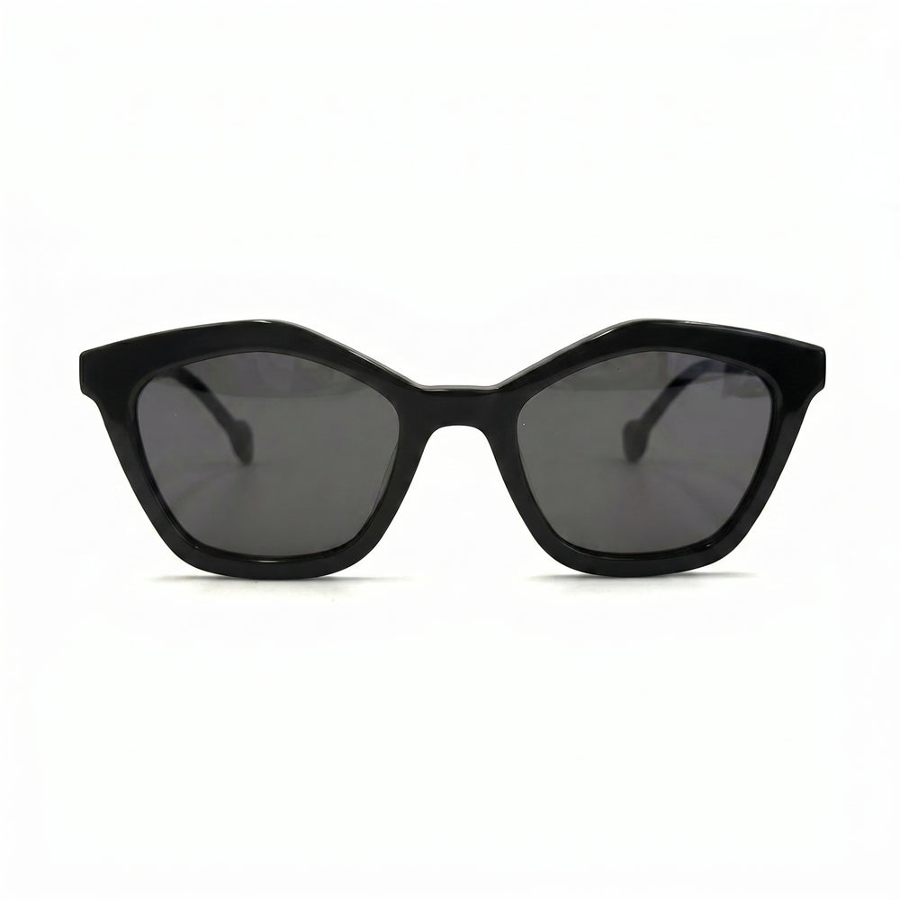 MiGAFAS CRM5152S Black cat-eye acetate sunglasses, front view