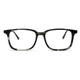 MiGAFAS MM224 gray wood-grain square acetate eyeglasses, front view