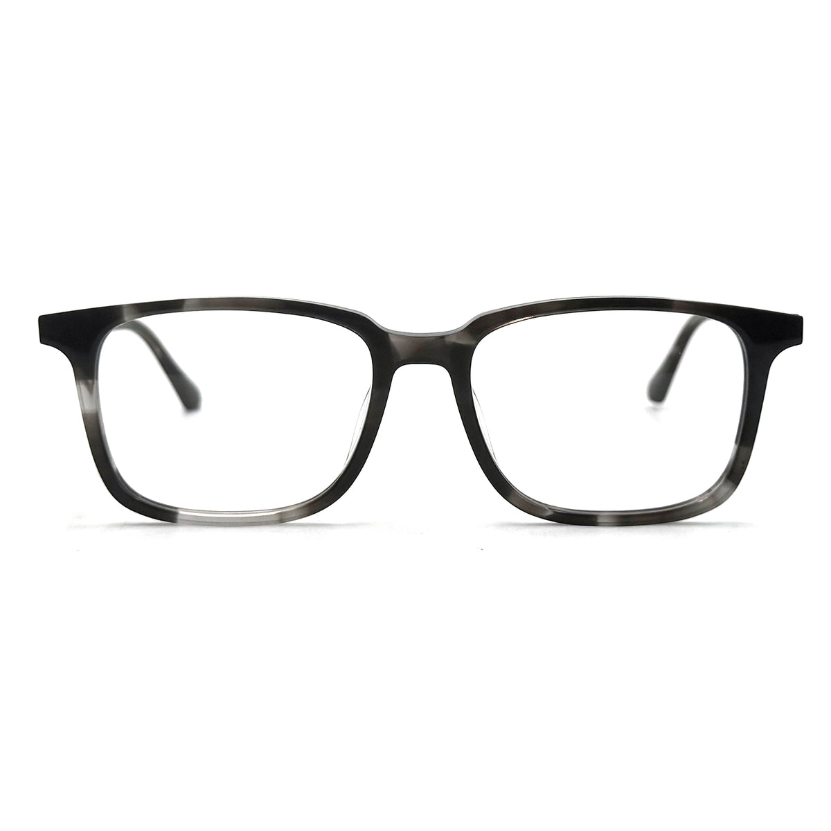 MiGAFAS MM224 gray wood-grain square acetate eyeglasses, front view