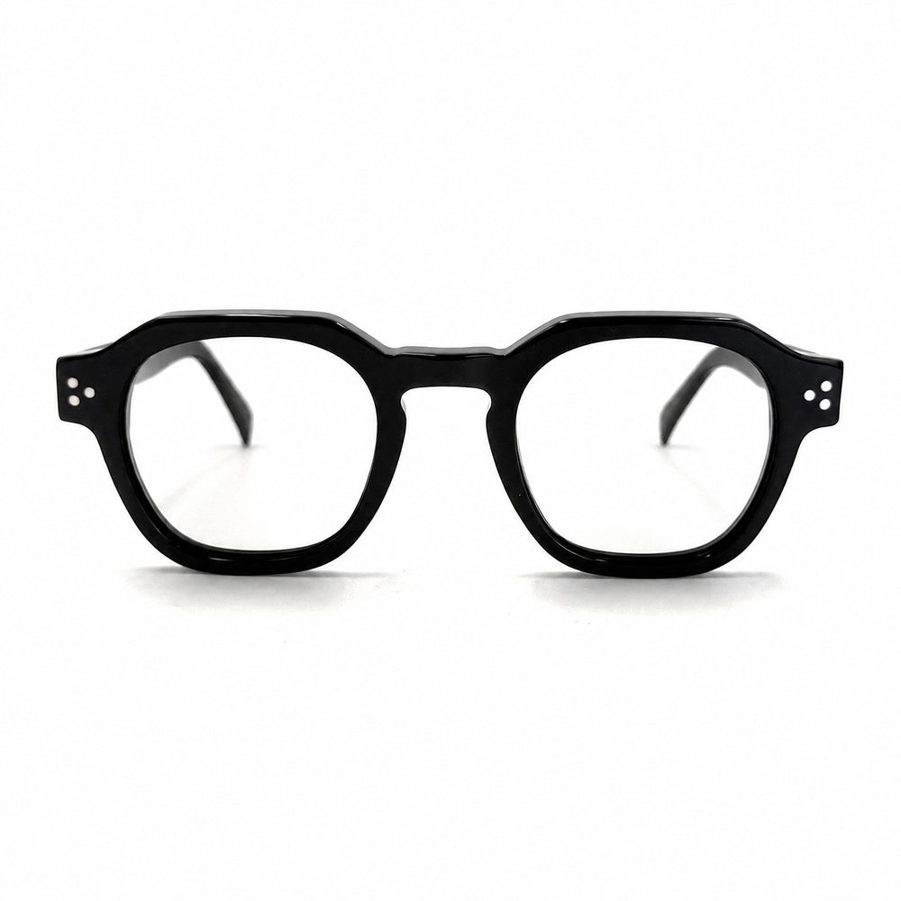 MiGAFAS FR6965 Black crown acetate prescription eyeglasses, front view