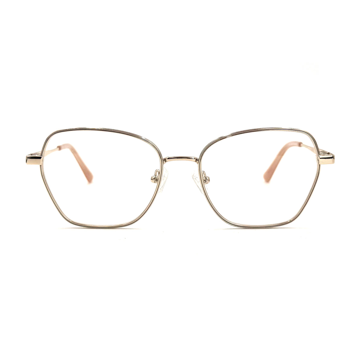 MiGAFAS XK4714 Rose Gold metal geometric butterfly eyeglasses  front view