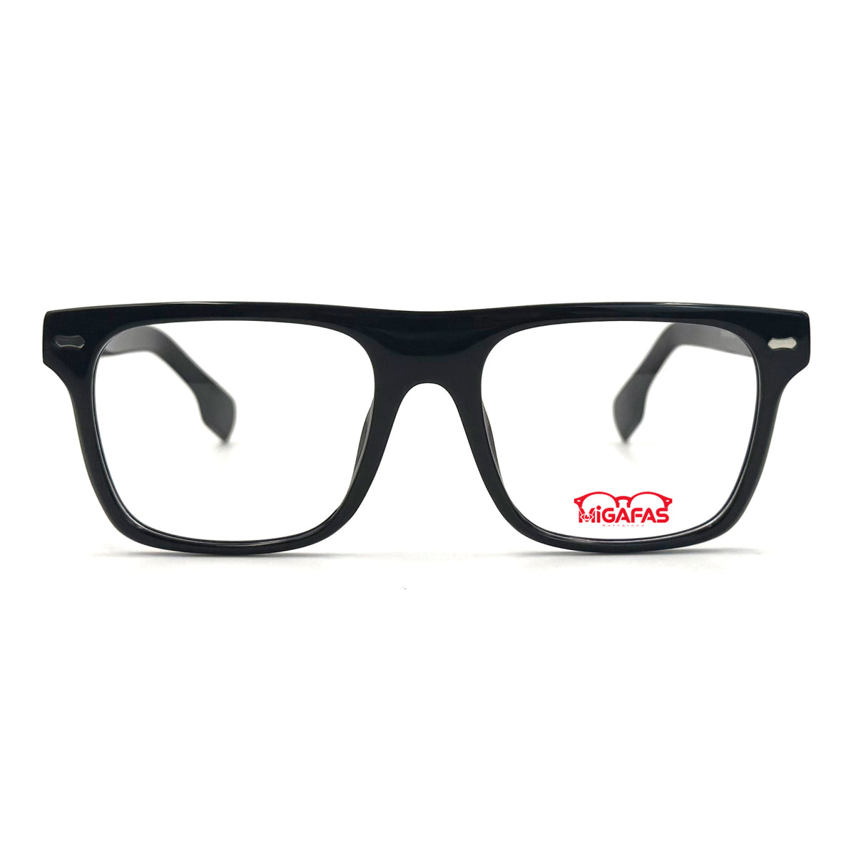 MiGAFAS QSZ5819 Black Wellington acetate prescription eyeglasses, front view
