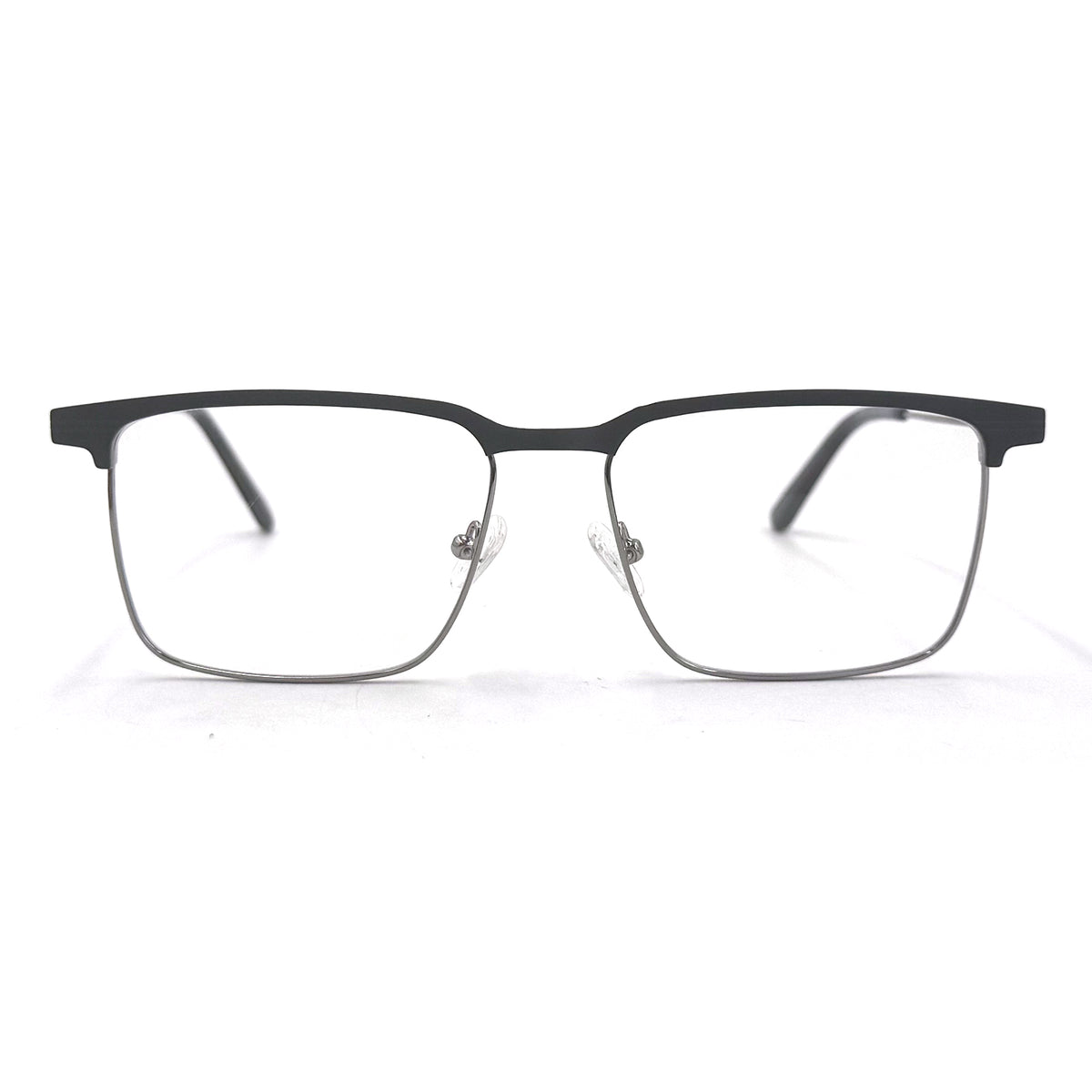 MiGAFAS XK4762 Gray stainless steel rectangle eyeglasses front view