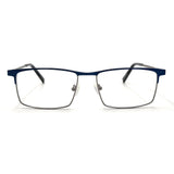 MiGAFAS XK4764 Navy stainless steel browline eyeglasses front view