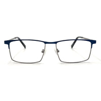 MiGAFAS XK4764 Navy stainless steel browline eyeglasses front view