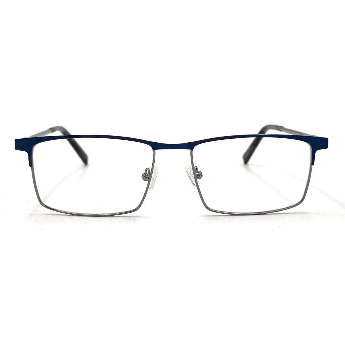 MiGAFAS XK4764 Navy stainless steel browline eyeglasses front view