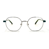 MiGAFAS XK4766 Teal Green Metal geometric round eyeglasses front view