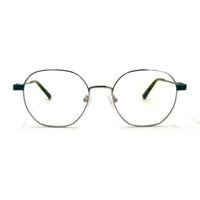 MiGAFAS XK4766 Teal Green Metal geometric round eyeglasses front view