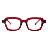MiGAFAS CRM5140 red square acetate prescription eyeglasses, front view