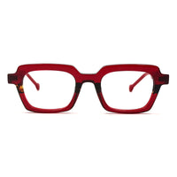 MiGAFAS CRM5140 red square acetate prescription eyeglasses, front view