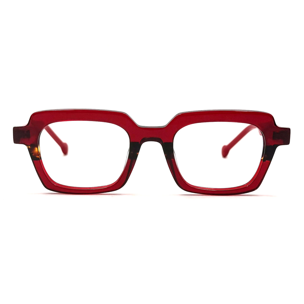 MiGAFAS CRM5140 red square acetate prescription eyeglasses, front view