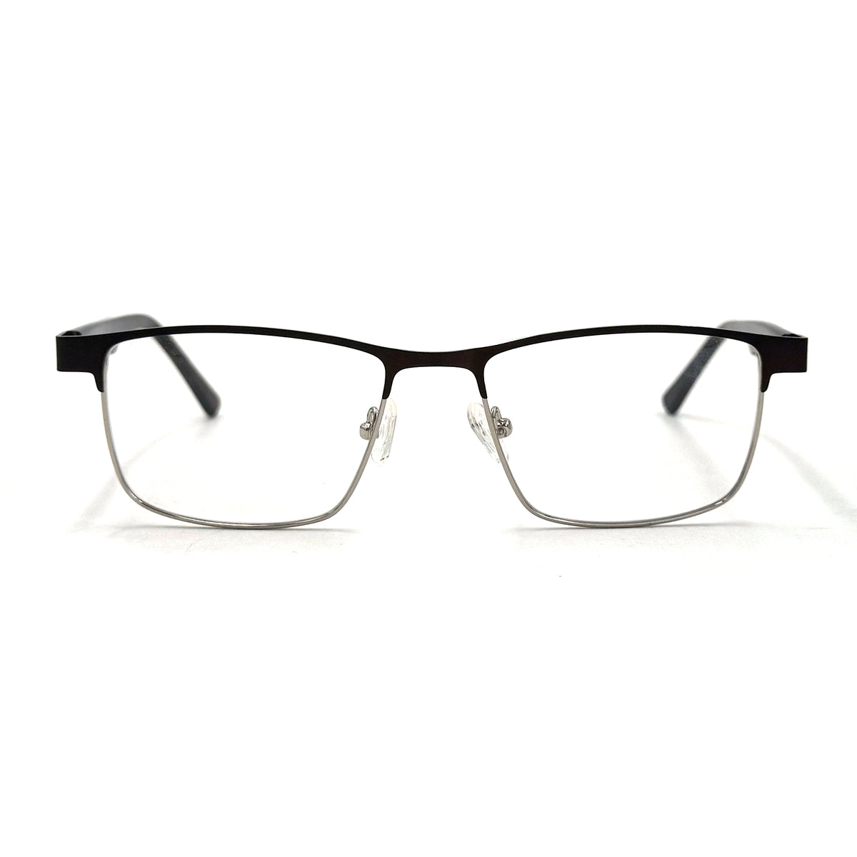 MiGAFAS XK4738 Brown metal geometric browline eyeglasses front view