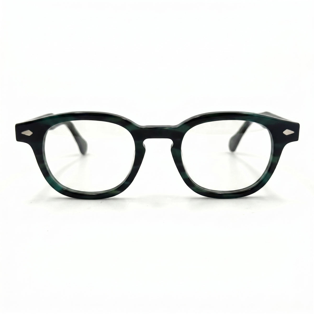 MiGAFAS F6676 Green Havana Boston acetate prescription eyeglasses, front view