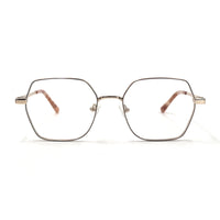 MiGAFAS XK4716 Rose Gold metal geometric rectangle eyeglasses front view