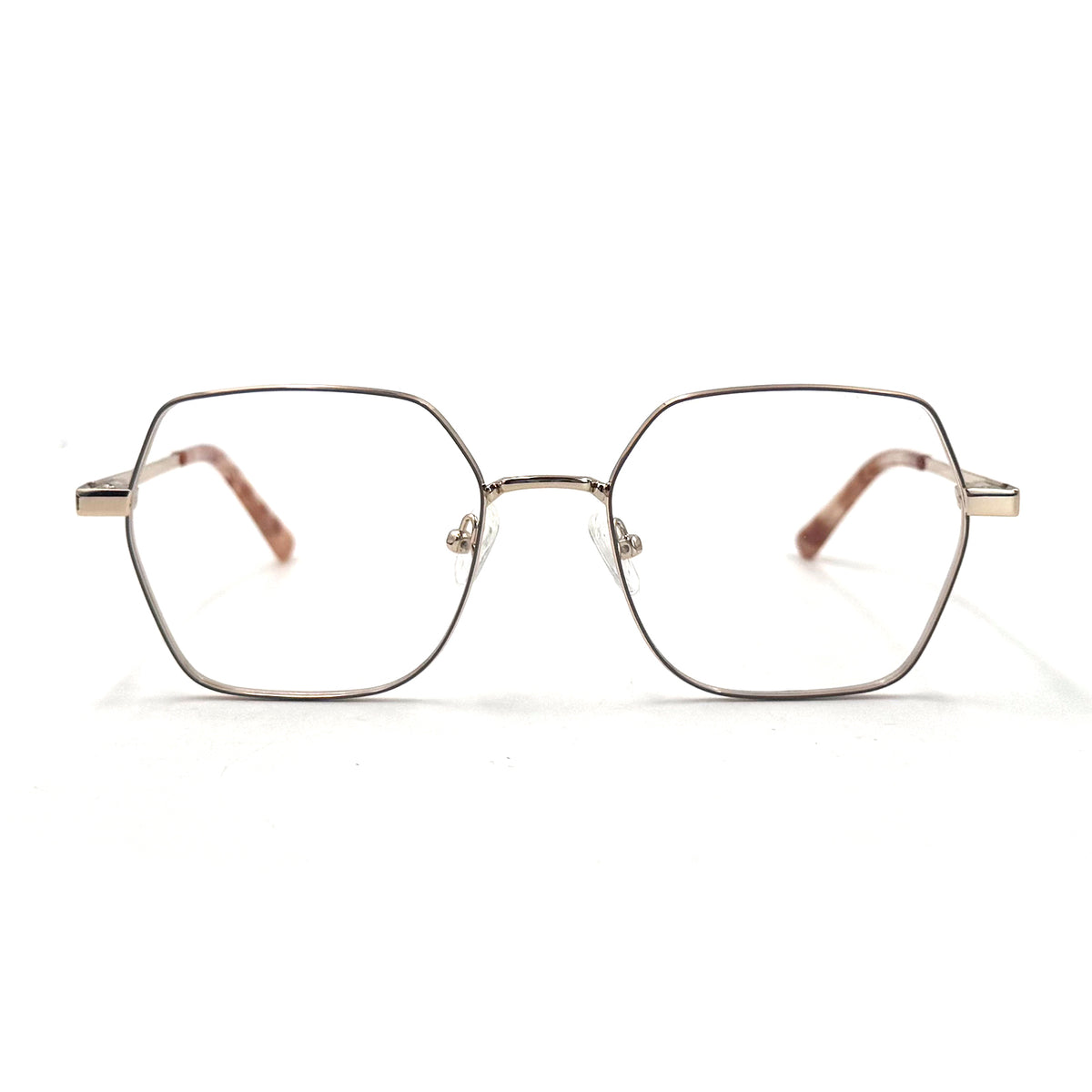 MiGAFAS XK4716 Rose Gold metal geometric rectangle eyeglasses front view