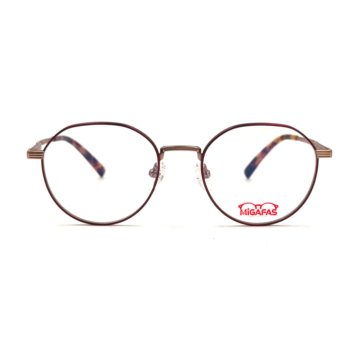 MiGAFAS ZR4217 Red crown panto titanium prescription eyeglasses, front view