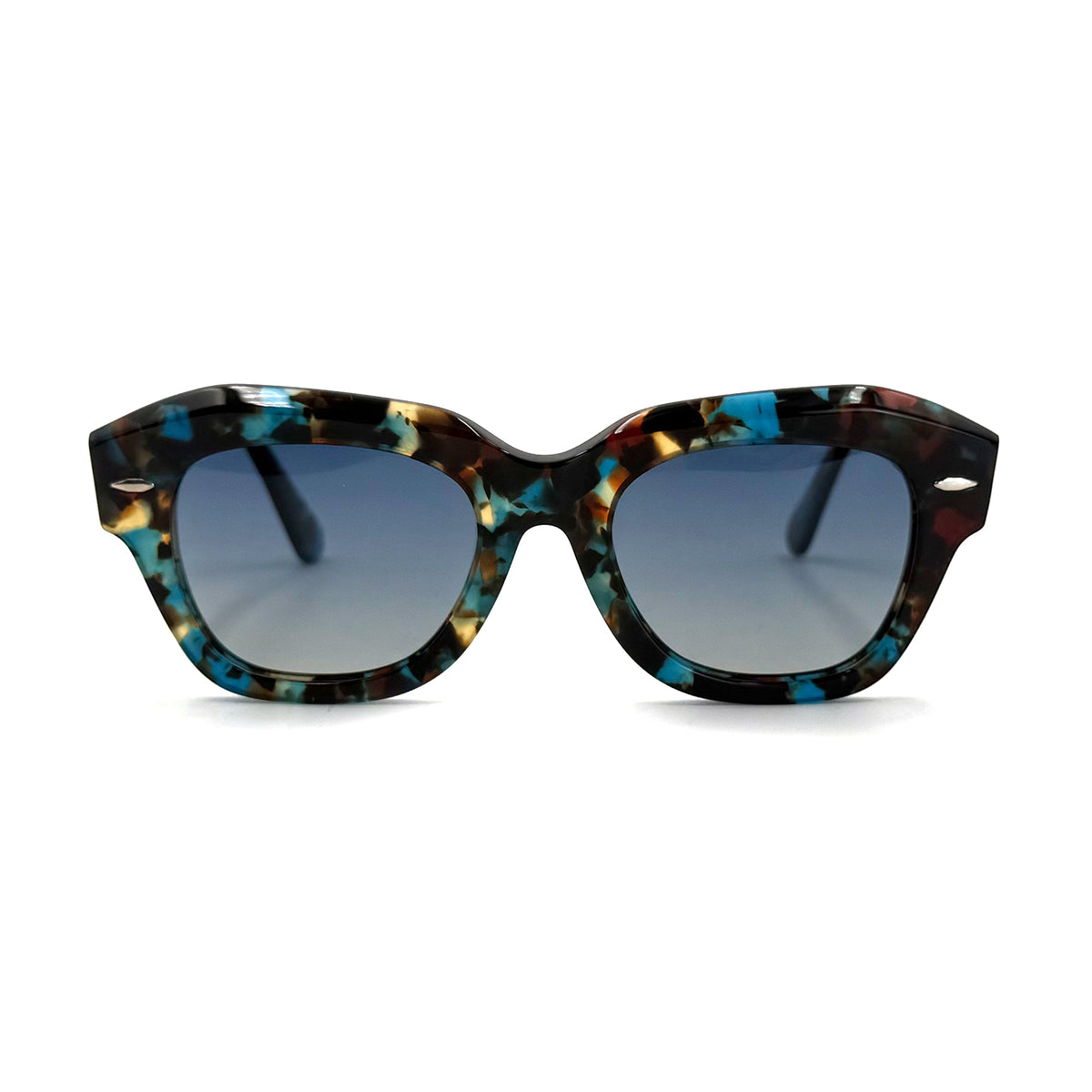 MiGAFAS FR6912S Blue Havana acetate Butterfly sunglasses front view