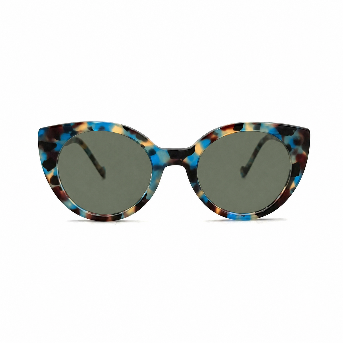 MiGAFAS FR6136S Blue Havana cat-eye acetate sunglasses, front view