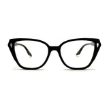 MiGAFAS F6816 Black acetate cat-eye eyeglasses front view
