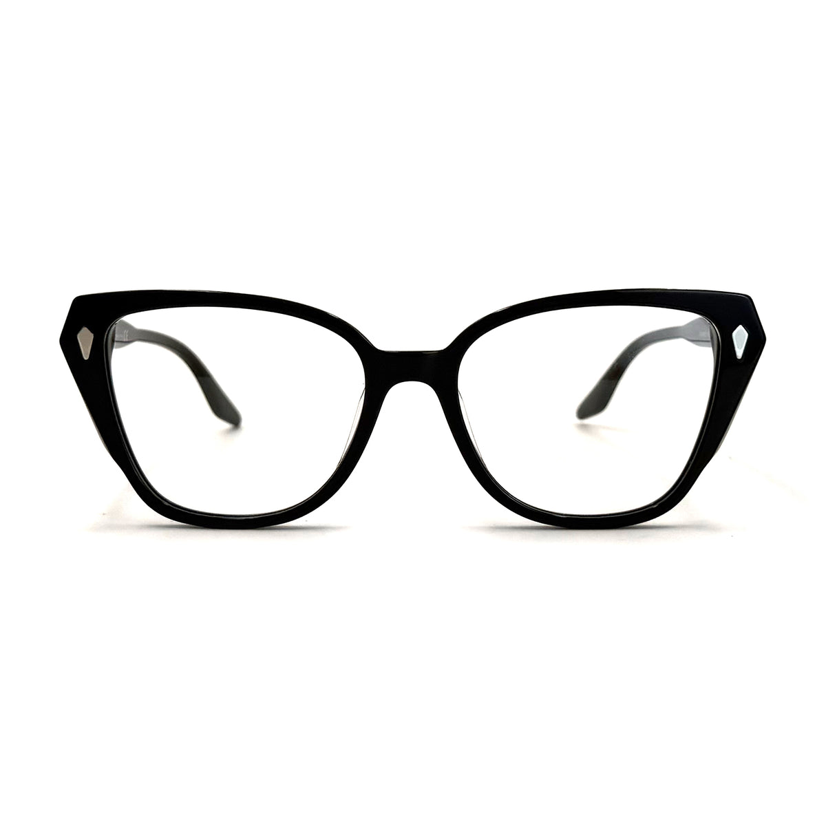 MiGAFAS F6816 Black acetate cat-eye eyeglasses front view