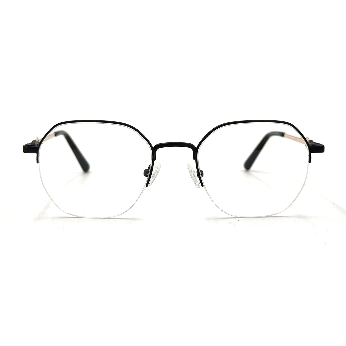 MiGAFAS XK4767 Black metal geometric round eyeglasses front view