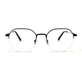 MiGAFAS XK4767 Black metal geometric round eyeglasses front view