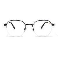 MiGAFAS XK4767 Black metal geometric round eyeglasses front view