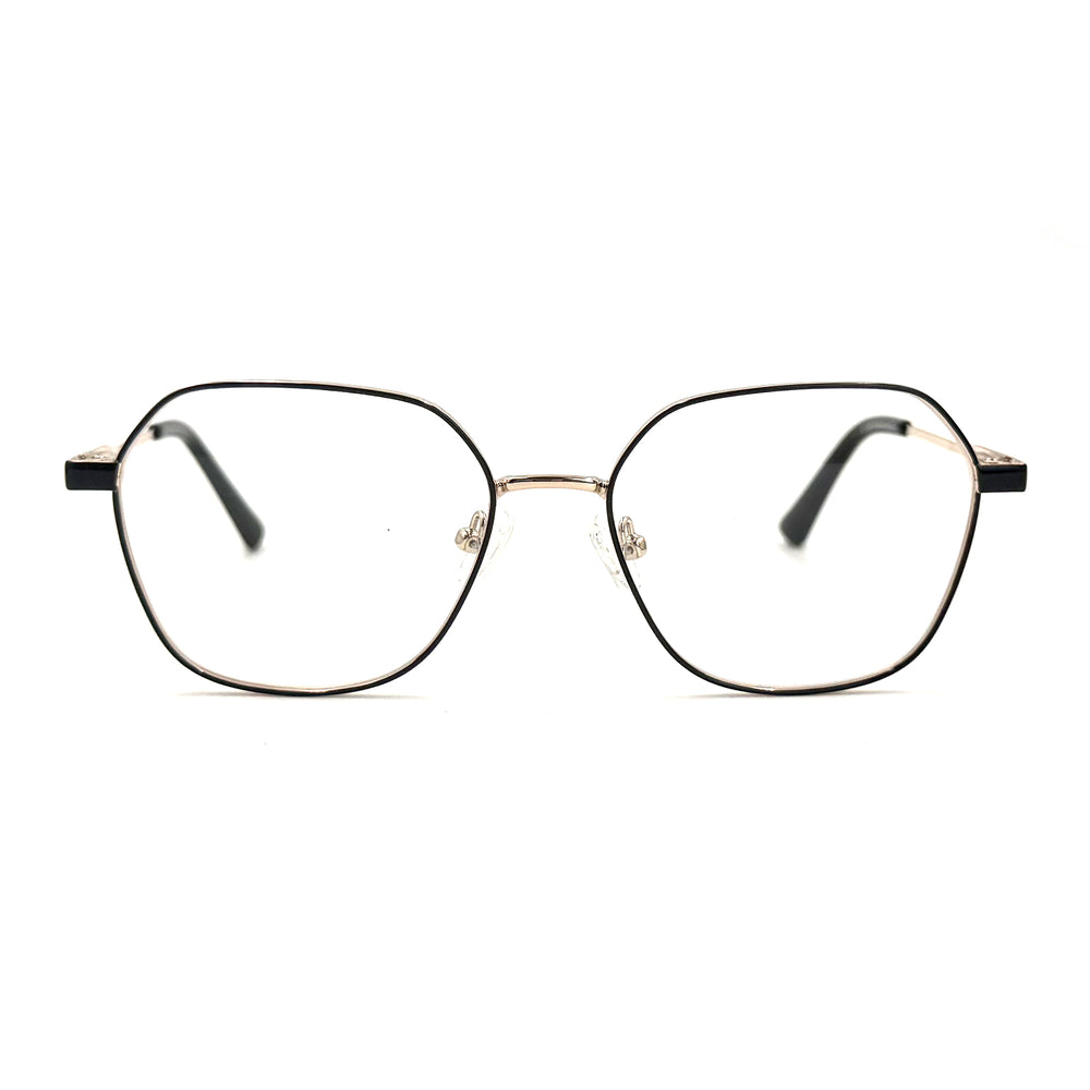 MiGAFAS XK4713 Black metal geometric butterfly eyeglasses front view
