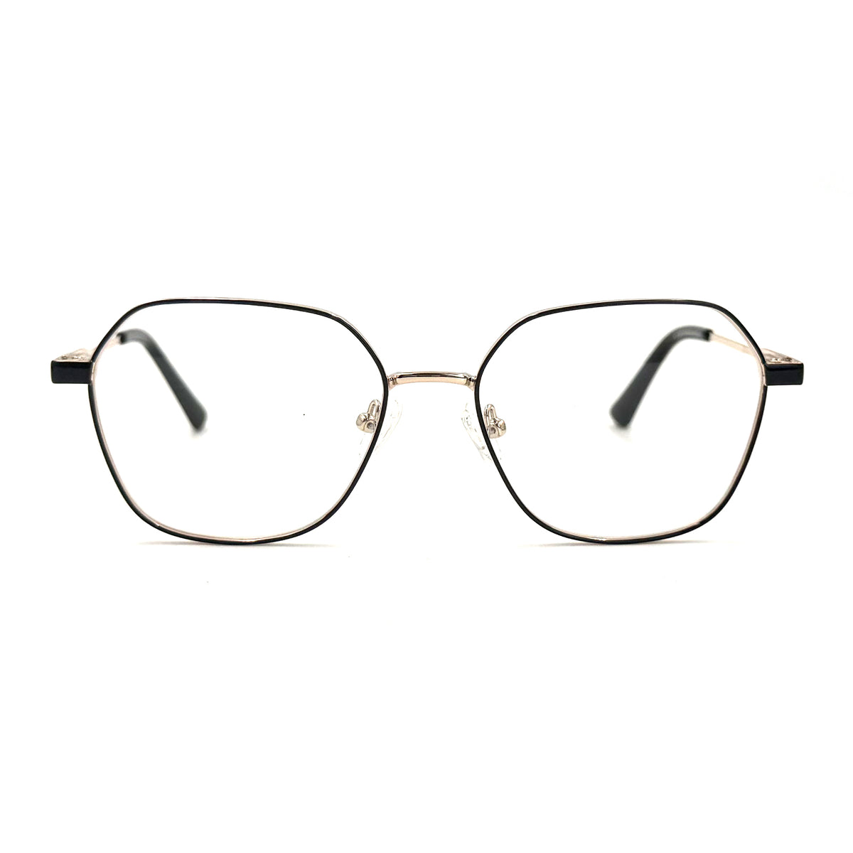MiGAFAS XK4713 Black metal geometric butterfly eyeglasses front view