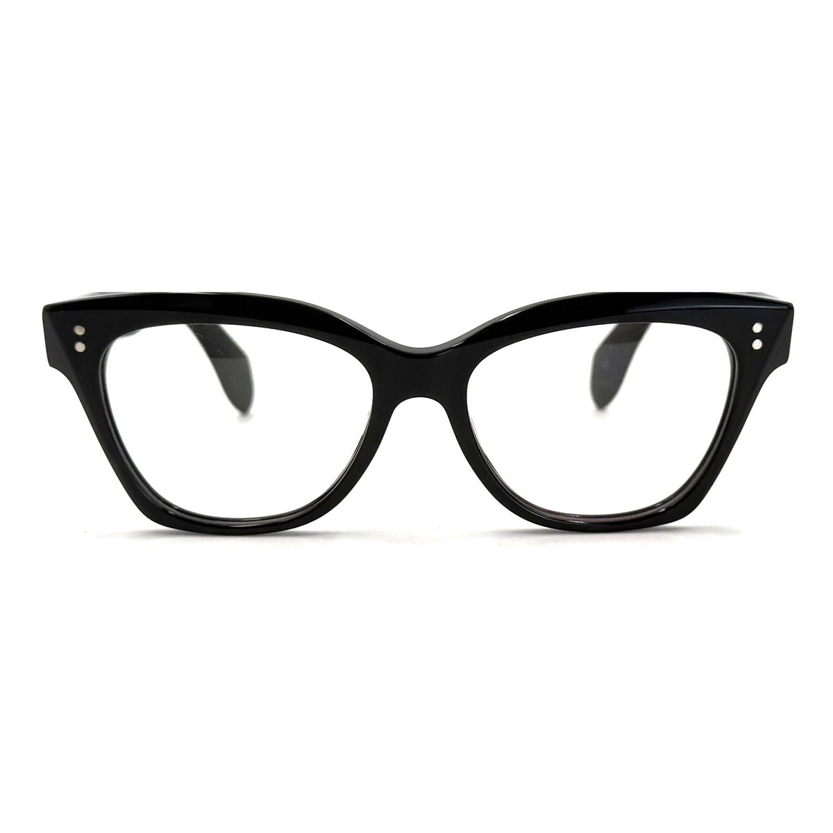 MiGAFAS F0139 Black cat-eye acetate prescription eyeglasses, front view