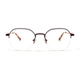 MiGAFAS XK4767 Red metal geometric round eyeglasses front view