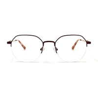 MiGAFAS XK4767 Red metal geometric round eyeglasses front view