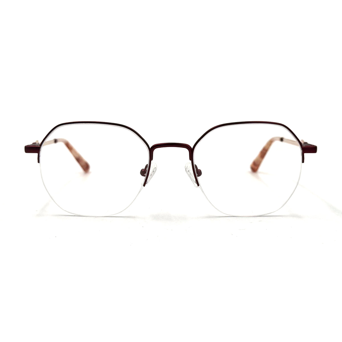 MiGAFAS XK4767 Red metal geometric round eyeglasses front view