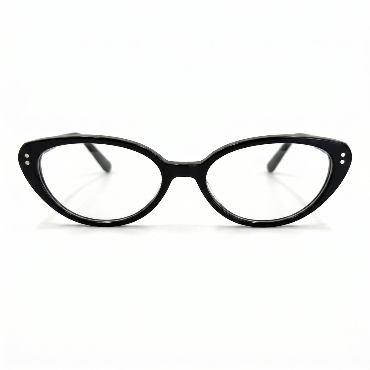 MiGAFAS F6000 Black cat-eye acetate prescription eyeglasses, front view