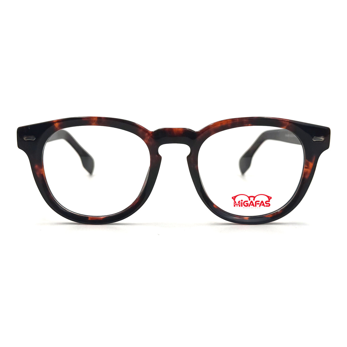 MiGAFAS QSZ5818 Black Boston acetate prescription eyeglasses, front view