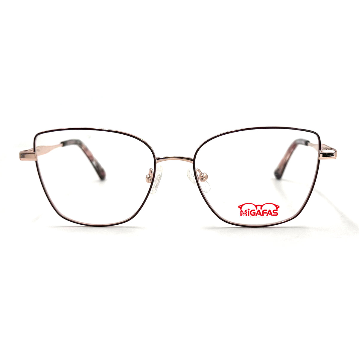 MiGAFAS XK4719 Rose Gold metal butterfly cat-eye eyeglasses front view