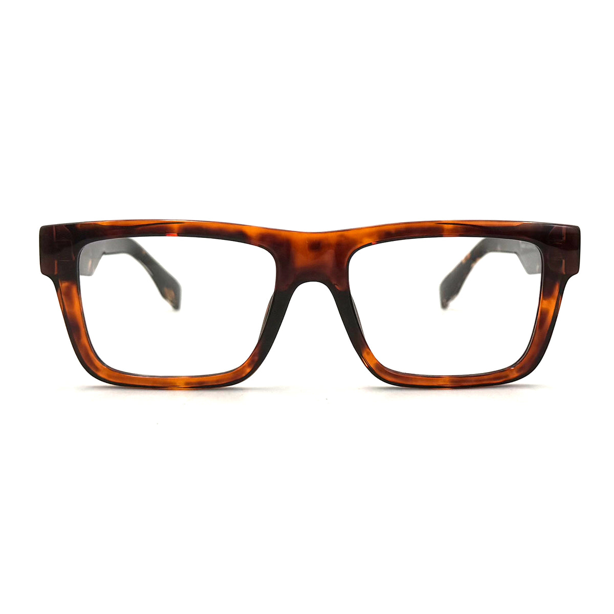 MiGAFAS QSZ5612 Havana rectangular acetate glasses,front view
