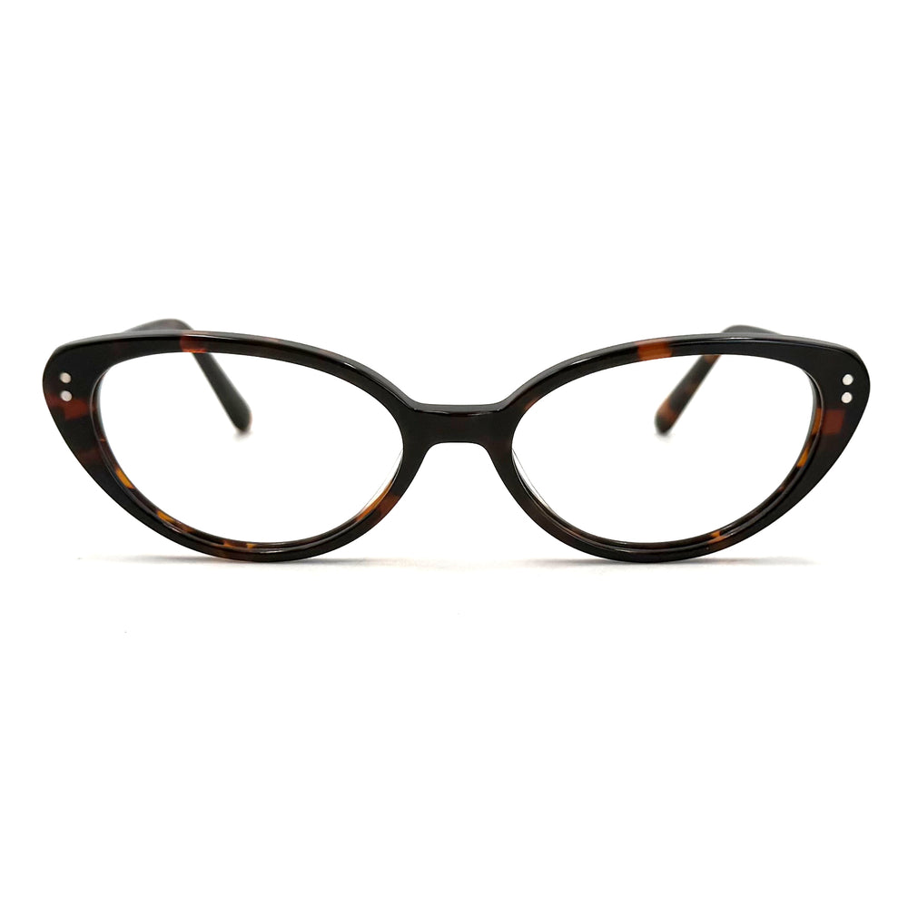 MiGAFAS F6000 Havana cat-eye acetate prescription eyeglasses, front view