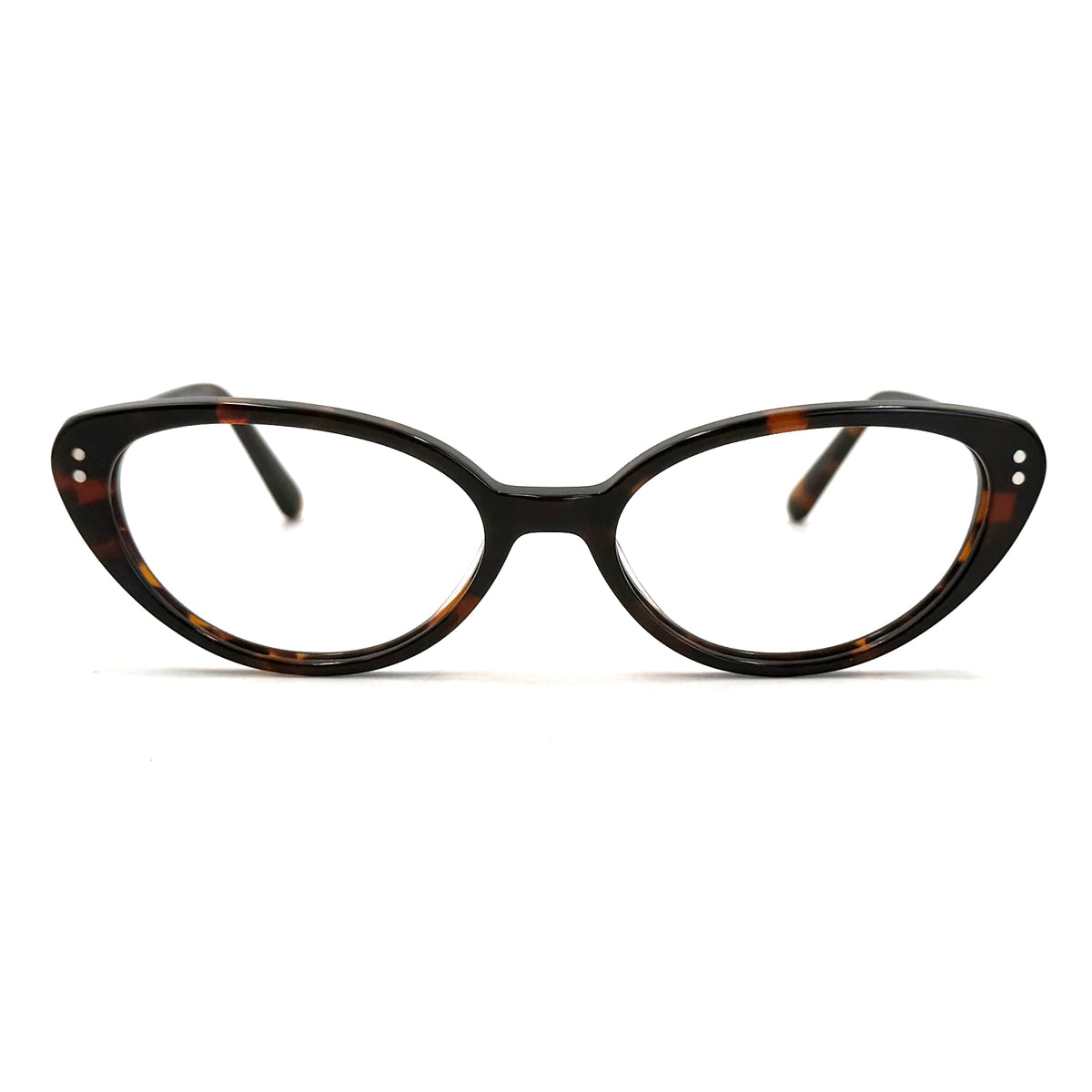 MiGAFAS F6000 Havana cat-eye acetate prescription eyeglasses, front view
