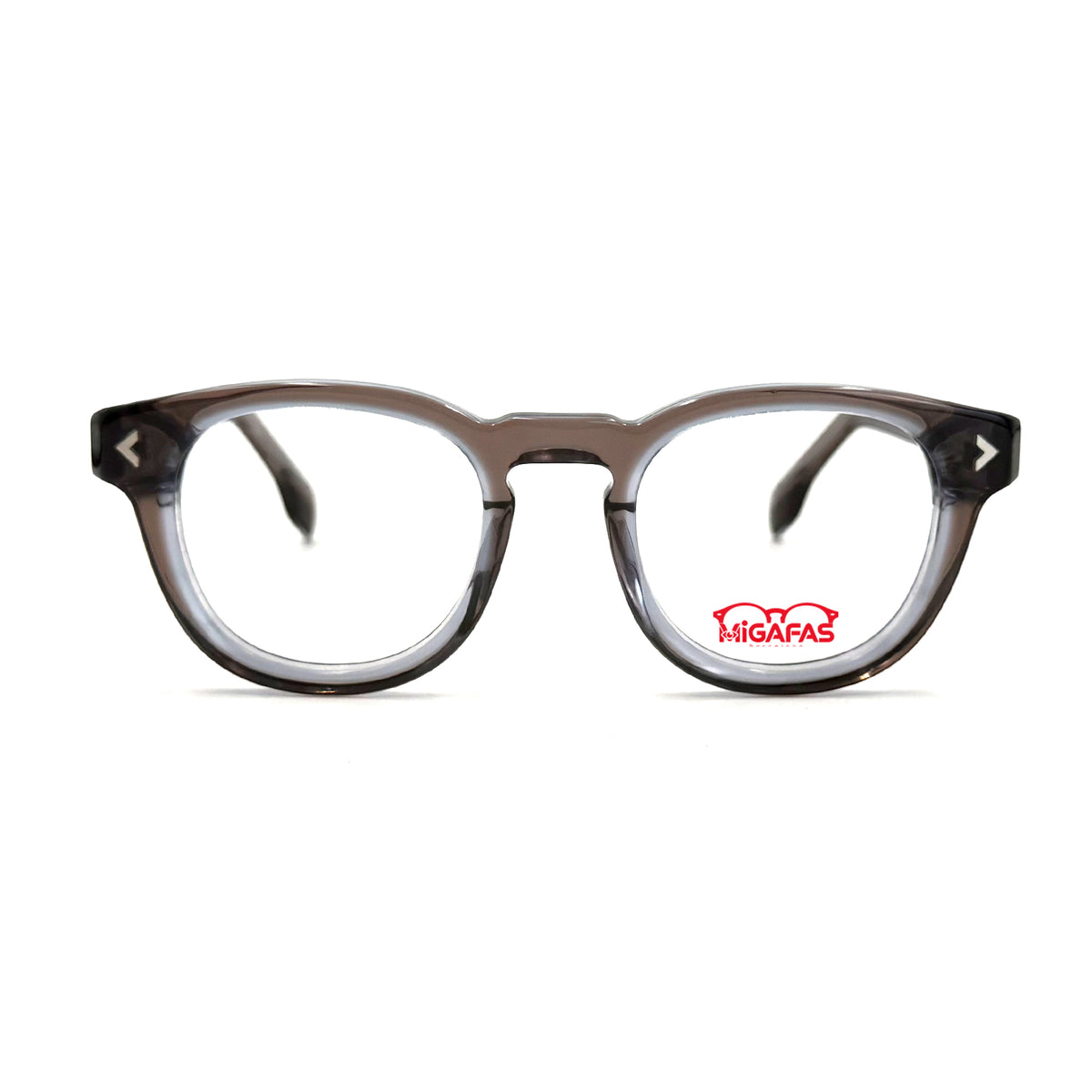 MiGAFAS F0116 Gray Boston acetate prescription eyeglasses, front view