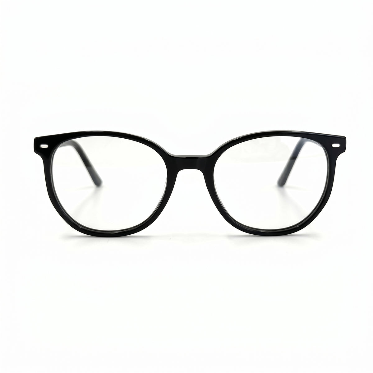 MiGAFAS FR6916 Black Wellington acetate prescription eyeglasses, front view